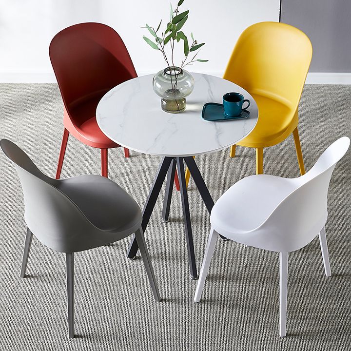 Round Dining Table Stone Top Dining Table in Black and White Clearhalo 'Dining Tables & Seating' 'Dining Tables' 'dining_table' 'furn' 'furn_dining_table' 'Furniture' 'Kitchen & Dining Furniture' 1200x1200_221a825b-39dc-4e63-a16d-74908f5ed2be