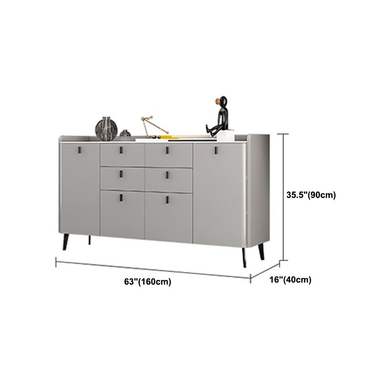 Modern Gray Sideboard Table with Drawers Wood and Stone Buffet Server Clearhalo 'buffet_sideboard' 'Buffets & Sideboards' 'furn' 'furn_buffet_sideboard' 'Furniture' 'Kitchen & Dining Furniture' 1200x1200_221beba5-d903-49f4-9a9b-627b6a601132
