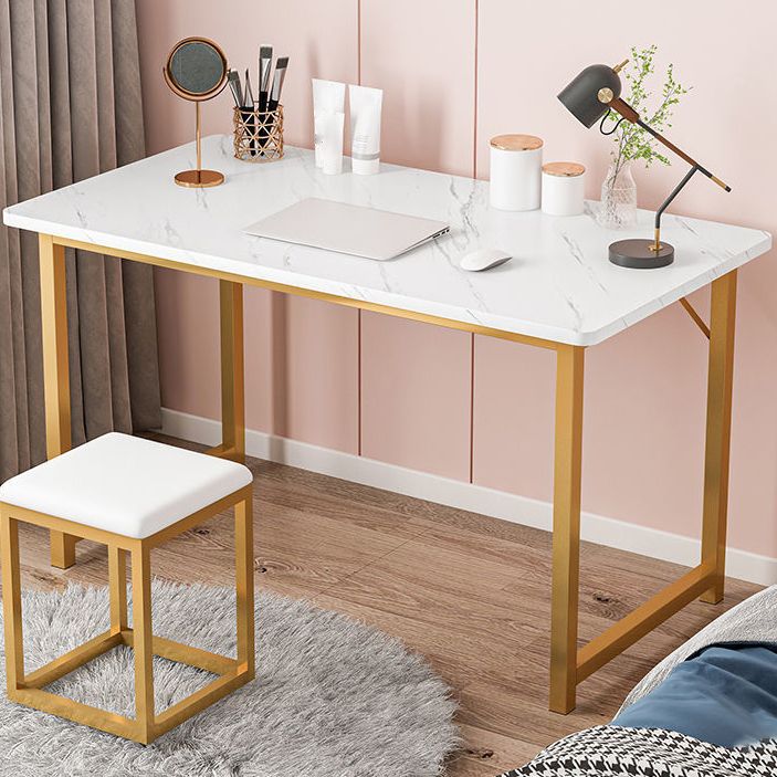 Scrivania rettangolare da ufficio glam di scrittura in legno con gambe metalliche