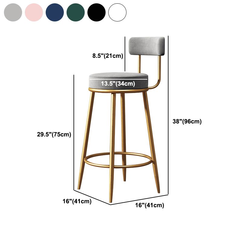 Tabouret de comptoir de dos de dos de dos glamour sans arme avec coussin et pédale pour le caissier