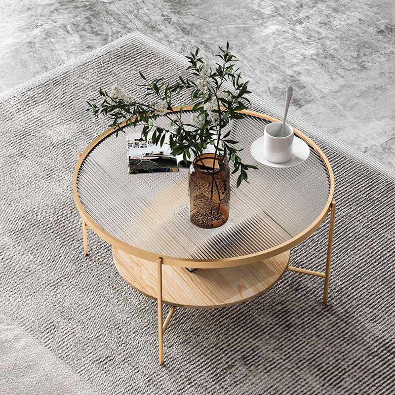 Glass Top 4 Legs Coffee Table Modern Round Cocktail Table in Black/Gold Clearhalo 'Coffee & Accent Tables' 'Coffee Tables' 'coffee_tables' 'furn' 'furn_coffee_tables' 'Furniture' 'Living Room Furniture' 1200x1200_221fa1c7-e44e-4c66-8af5-eccd47b966fa