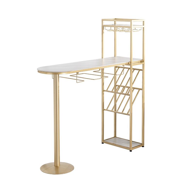 Glam Marble Bar Table with Specialty Table Top Double Pedestal Table - 41.3" H Clearhalo 'Bar Furniture' 'Bar Tables' 'bar_tables' 'furn' 'furn_bar_tables' 'Furniture' 'furniture_bar_tables' 'Kitchen & Dining Furniture' 1200x1200_2222c618-393e-4d6e-8288-adcb02c3ad9f