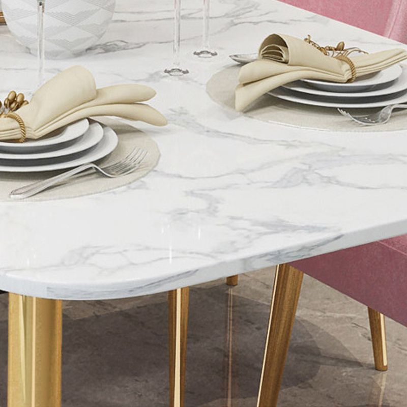 Modern Faux Marble Dining Table Metal Dining Table for Home Use Clearhalo 'Dining Tables & Seating' 'Dining Tables' 'dining_table' 'furn' 'furn_dining_table' 'Furniture' 'Kitchen & Dining Furniture' 1200x1200_2222e4a7-ab67-4664-af5e-40566d601193