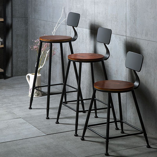 Modern Armless Backrest Counter Stool Iron Bar Stool with Seat and Pedal for Cafe Clearhalo 'Bar Furniture' 'Bar Stools' 'bar_stools' 'furn' 'furn_bar_stools' 'Furniture' 'Kitchen & Dining Furniture' 1200x1200_22245ecc-8101-4255-b099-b48050d08930