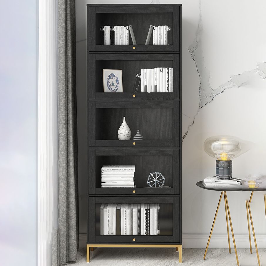 Glam Vertical Standard Bookcase Manufactured Wood Bookcase with Glass Doors Clearhalo 'Bookcases' 'Furniture' 'furniture_bookcases' 'kitchen' 'kitchen_bookcases' 'Living Room Furniture' 'Office Furniture' 1200x1200_22268752-a08b-4dbd-a659-b571c06f8b8f