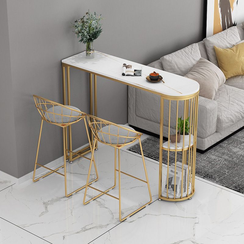 Modern Storage Stone Counter Height Table Double Pedestal Pub Height Dining Table Clearhalo 'Bar Furniture' 'Bar Tables' 'bar_tables' 'furn' 'furn_bar_tables' 'Furniture' 'furniture_bar_tables' 'Kitchen & Dining Furniture' 1200x1200_2226dd9b-35f8-4c33-afea-dc7d7f4de3d0