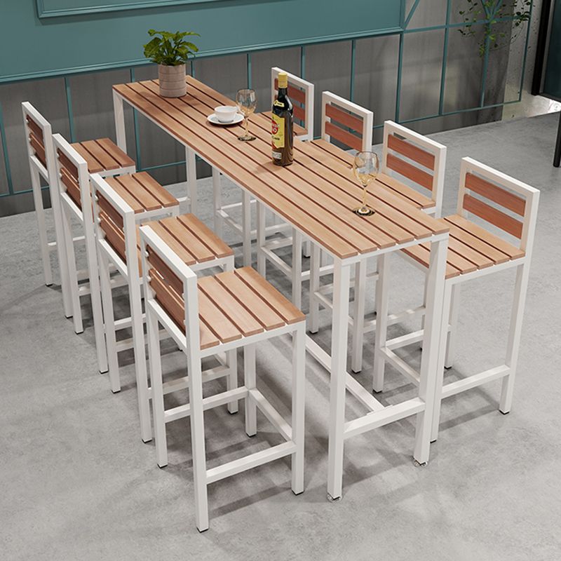 Modern Rectangle Wood Counter Table 1/5/9 Pieces Bar Table Set with High Stools for Bar Clearhalo 'Bar Furniture' 'furn' 'furn_home_bar_bar_sets' 'Furniture' 'Home Bars & Bar Sets' 'home_bar_bar_sets' 'Kitchen & Dining Furniture' 1200x1200_2227e0c7-c956-420a-a55b-4ac37b0f737d