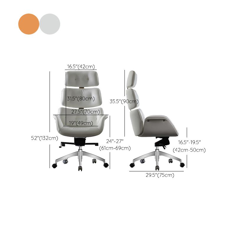 Poltrona direzionale in pelle con schienale alto e ampia sedia da manager contemporanea da 29".