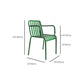 Dining Room Industrial Chair Metal Slat Back Dining Chair in Green