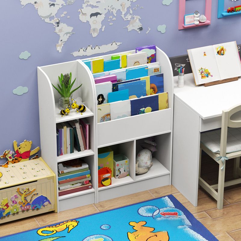 Modem Wooden Bookshelf Pure White Geometric Shelf Bookshelf for Home Office