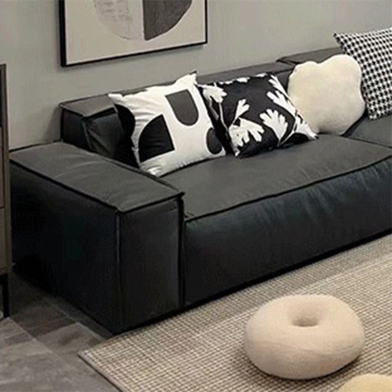 Sofá de sofá de brazo cuadrado de cuero sintético de forma gris