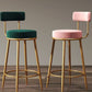 Taburetes de bar de estilo glam para bares tapizados para bares para comedor con marco dorado