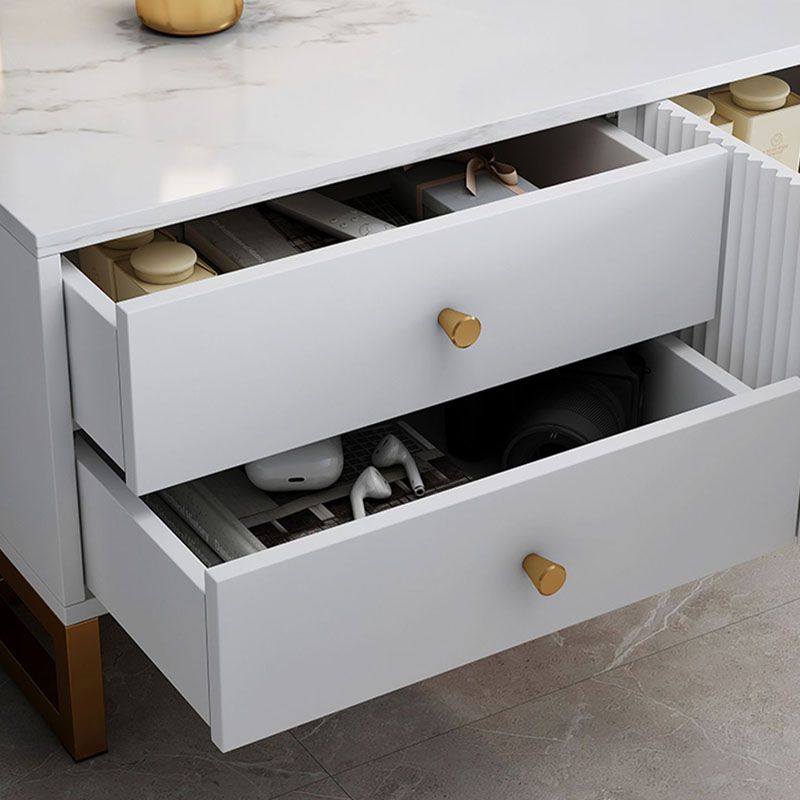 Consola de TV con almacenamiento cerrado, mueble de madera estilo Glam, con cajones y puertas