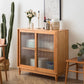 Modern Style Sideboard Pine Frame Glass Doors Buffet Server for Dining Room