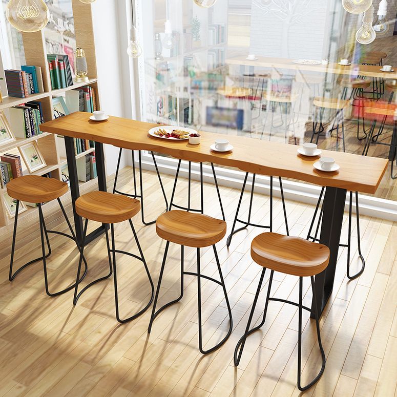 Rectangle Pine Wood Top Bar Table Industrial Bar Table with Double Pedestal Clearhalo 'Bar Furniture' 'Bar Tables' 'bar_tables' 'furn' 'furn_bar_tables' 'Furniture' 'Kitchen & Dining Furniture' 1200x1200_22303876-574f-4a0a-9279-ed99daf503e0