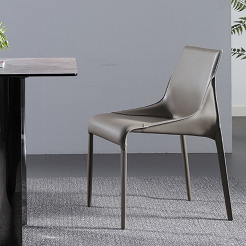 Designer Style Matte Finish Leather Side Chair Home Solid Back Dining Chair Clearhalo 'Dining Chairs' 'Dining Tables & Seating' 'dining_chair' 'furn' 'furn_dining_chair' 'Furniture' 'Kitchen & Dining Furniture' 1200x1200_22333220-8133-47ca-b889-0f76270f6c08