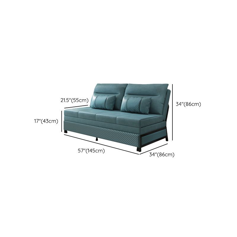 Kunstleder Cabrio -Sofa mit Kissen armlosen Sitzgelegenheiten in Azure