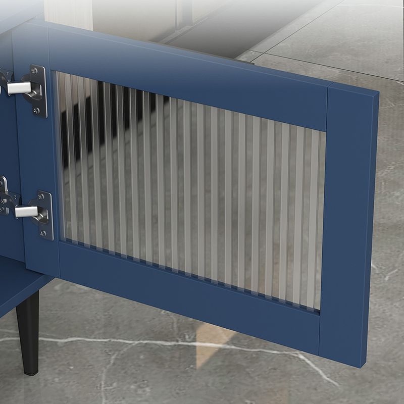 Mueble para TV con almacenamiento cerrado escandinavo Mueble para TV de madera sintética con 4 puertas