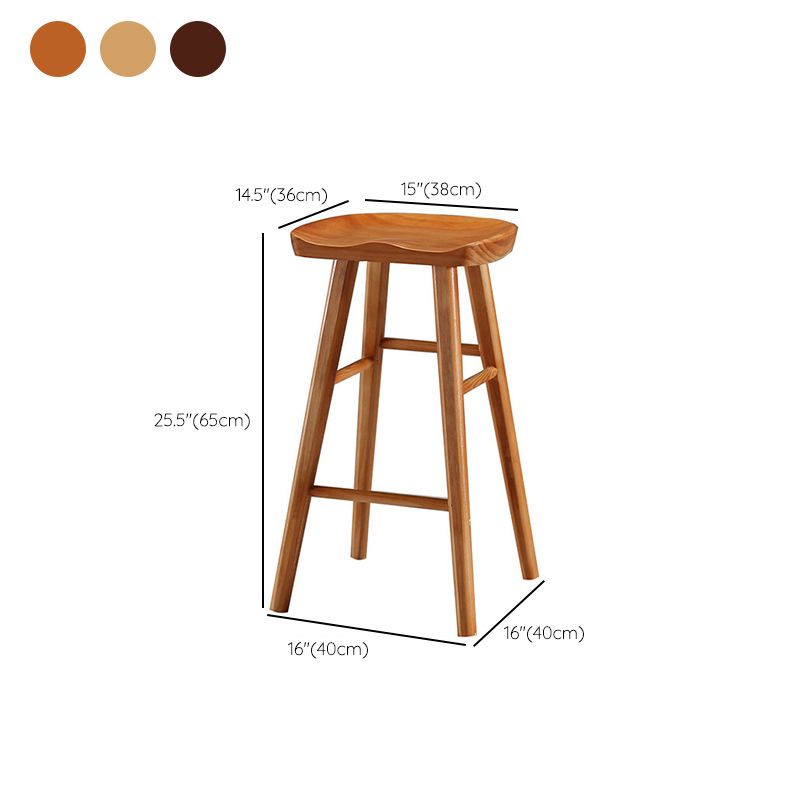 Modern Armless Backless Counter Stool Pine Wood Cafe Bar Stool with Pedal