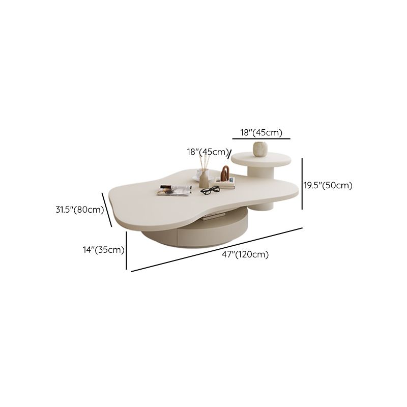 31" Wide Contemporary Coffee Table White Coffee Cocktail Table with Storage