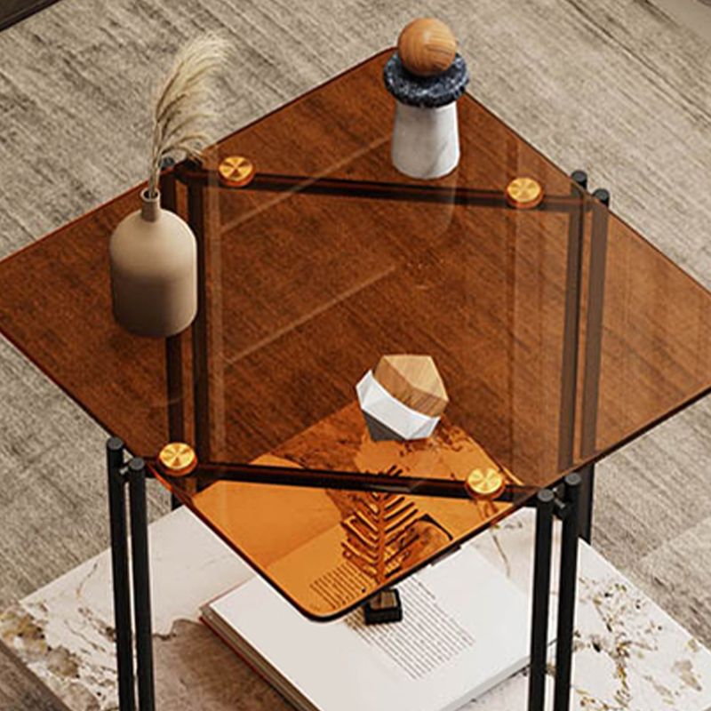 Tabla de esquina cuadrada moderna 4 Pats Table lateral con almacenamiento