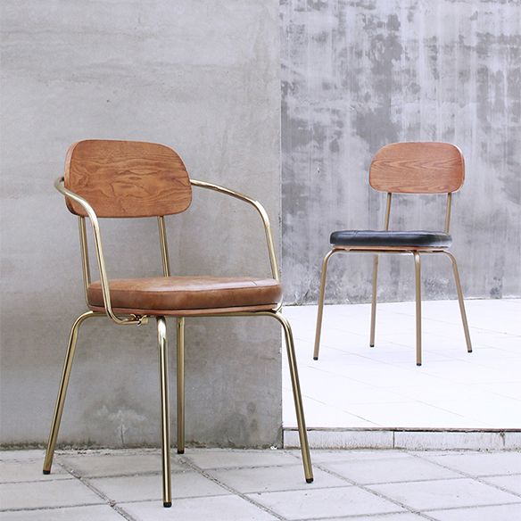 Industrial Style Leather Dining Side Chair Dining Room Open Back Side Chair Set Clearhalo ' kitchen&dining_furn' 'Dining Chairs' 'Dining Tables & Seating' 'dining_chair' 'furn' 'furn_dining_chair' 'Furniture' 'furniture_dining_chair' 'Kitchen & Dining Furniture' 'kitchen' 1200x1200_22377074-6957-48ff-8541-a8a14fdcb1ac