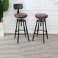 Tabouret industriel en métal, siège rond en bois, tabouret de comptoir réglable, finition mate