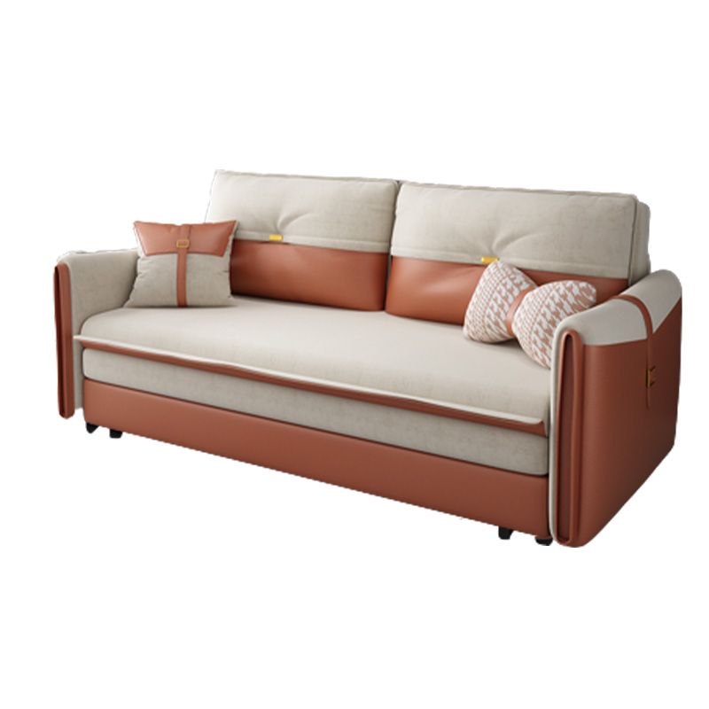 Glam Upholstered Futon Chair Faux leather Square Arms Sleeper Sofa Clearhalo 'furn' 'furn_futons' 'Furniture' 'Futons & Daybeds' 'Futons' 'Living Room Furniture' 1200x1200_223bb5f1-181a-41c9-a2b8-544fa800dff3
