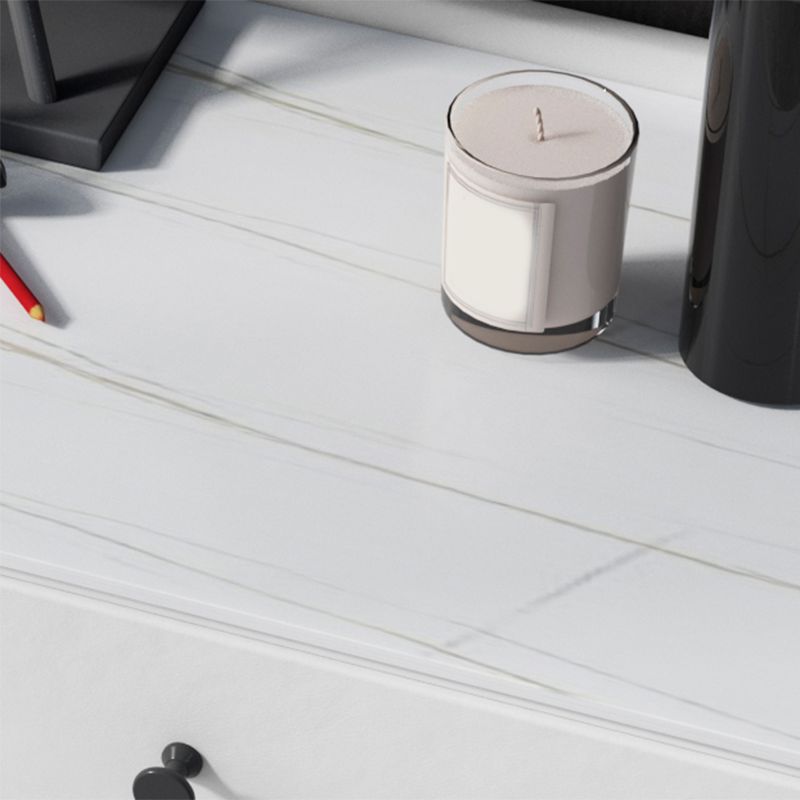 Set di sgabelli moderni per trucco per vanità in pietra bianca - 31,5 "/39.37" /47.24 "w