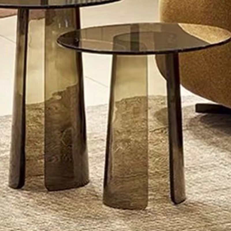 Contemporary Round Side End Table, Clear Pedestal End Table for Living Room Clearhalo 'Coffee & Accent Tables' 'End & Side Tables' 'end_side_table' 'end_side_tables' 'furn' 'furn_end_side_tables' 'Furniture' 'furniture_end_side_table' 'Living Room Furniture' 1200x1200_223c7423-9e6a-4f89-af8e-6b43e5fae19b
