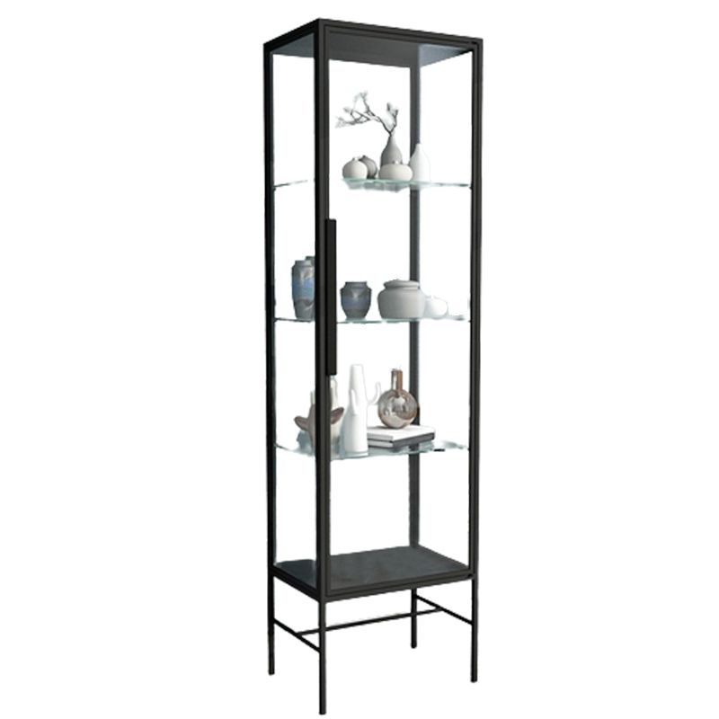 Modern Steel Curio Cabinet Standard 14" W 1 Door Cabinet for Dining Room Clearhalo 'Display & China Cabinets' 'display_china_cabinets' 'furn' 'furn_display_china_cabinets' 'Furniture' 'Kitchen & Dining Furniture' 1200x1200_223cab15-72bd-48c1-9ddd-2fc5554f7219