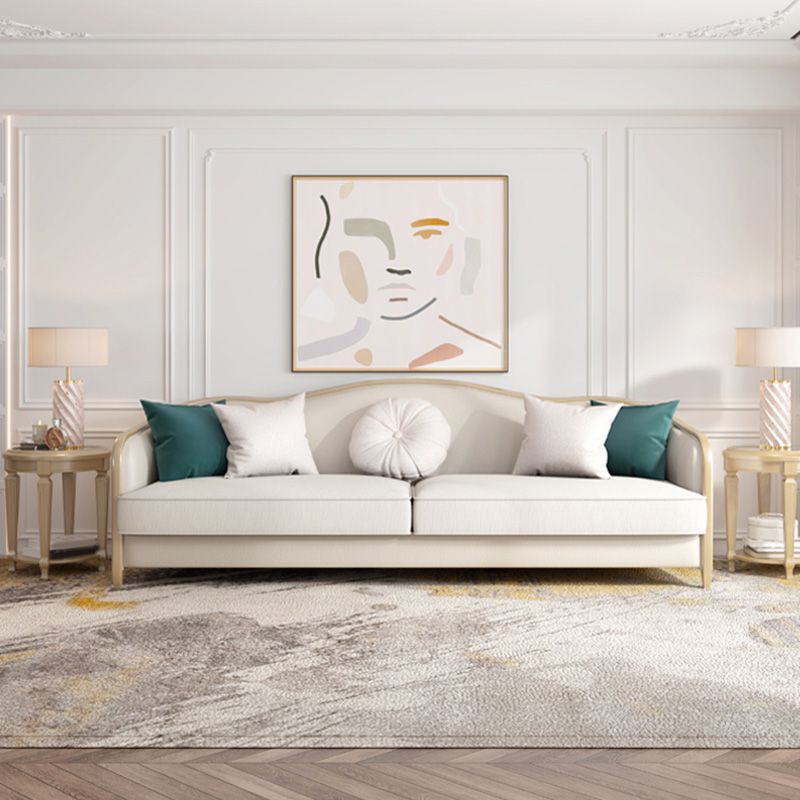 Canapé de faux cuir français avec pouf inclus dans le bois