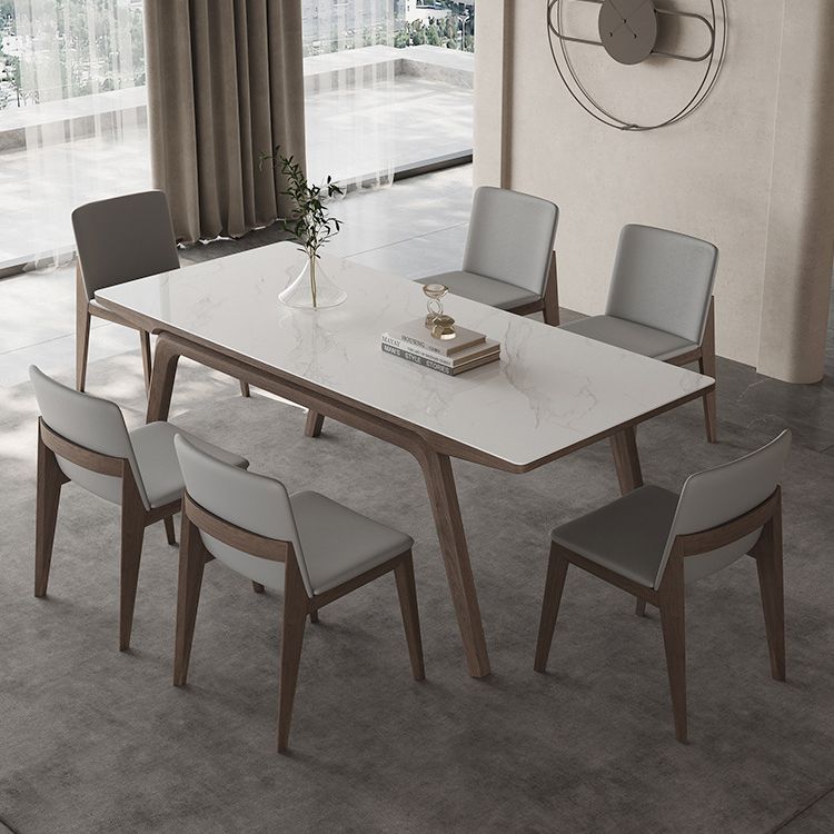 Modern Rectangle Dining Table Sintered Stone Table with Wooden Legs Clearhalo 'Dining Tables & Seating' 'Dining Tables' 'dining_table' 'furn' 'furn_dining_table' 'Furniture' 'Kitchen & Dining Furniture' 1200x1200_223e2077-f54b-4c0c-a050-9788b2cf925d