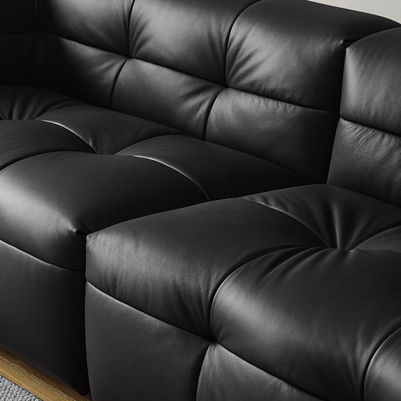 Sofá de brazo cuadrado de asiento de cuero contemporáneo para sala de estar