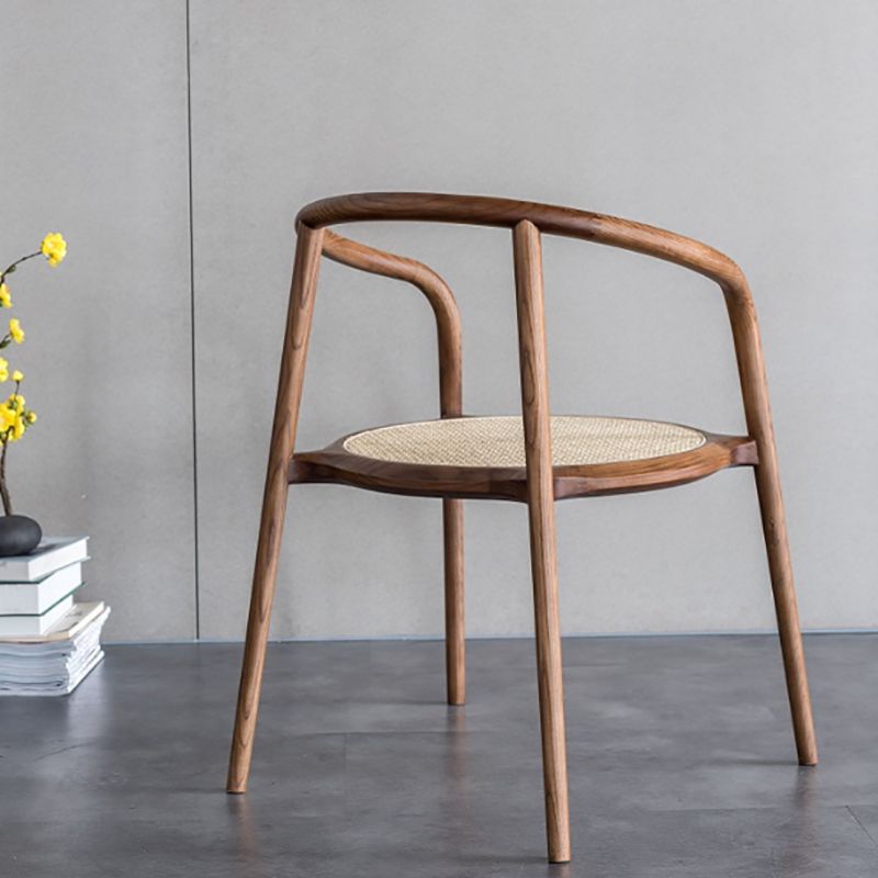 Solid Wood Frame Arms Included Chair with Sloped Arms and 4 Legs