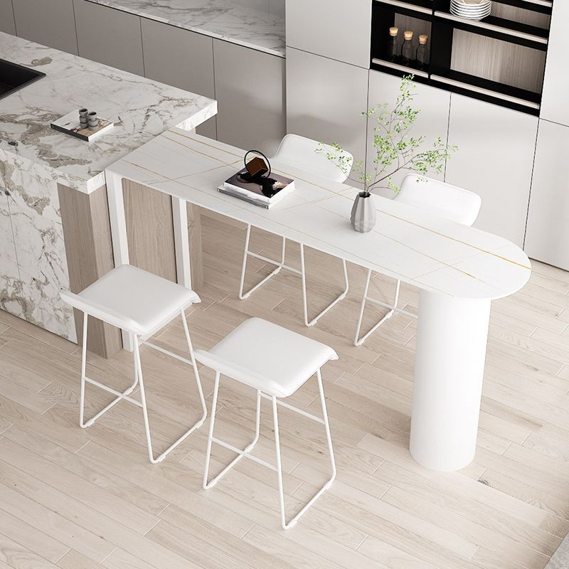 Stone Modern Indoor Bistro Bar Table Double Pedestal Bar Height Cocktail Table Clearhalo 'Bar Furniture' 'Bar Tables' 'bar_tables' 'Furniture' 'furniture_bar_tables' 'Kitchen & Dining Furniture' 'kitchen&dining_furn' 'kitchen' 1200x1200_22425807-44f2-4372-93e7-e7b88e908fae