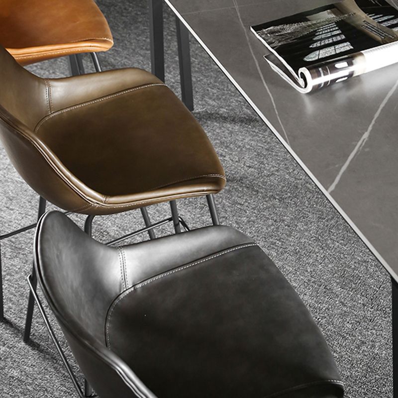 Faux Leather Dining Stools Bucket Armless Bar Stools with Metal Legs Clearhalo 'Bar Furniture' 'Bar Stools' 'bar_stools' 'furn' 'furn_bar_stools' 'Furniture' 'Kitchen & Dining Furniture' 1200x1200_22434c1d-5f65-4f9d-99d8-fb52c46b8caf