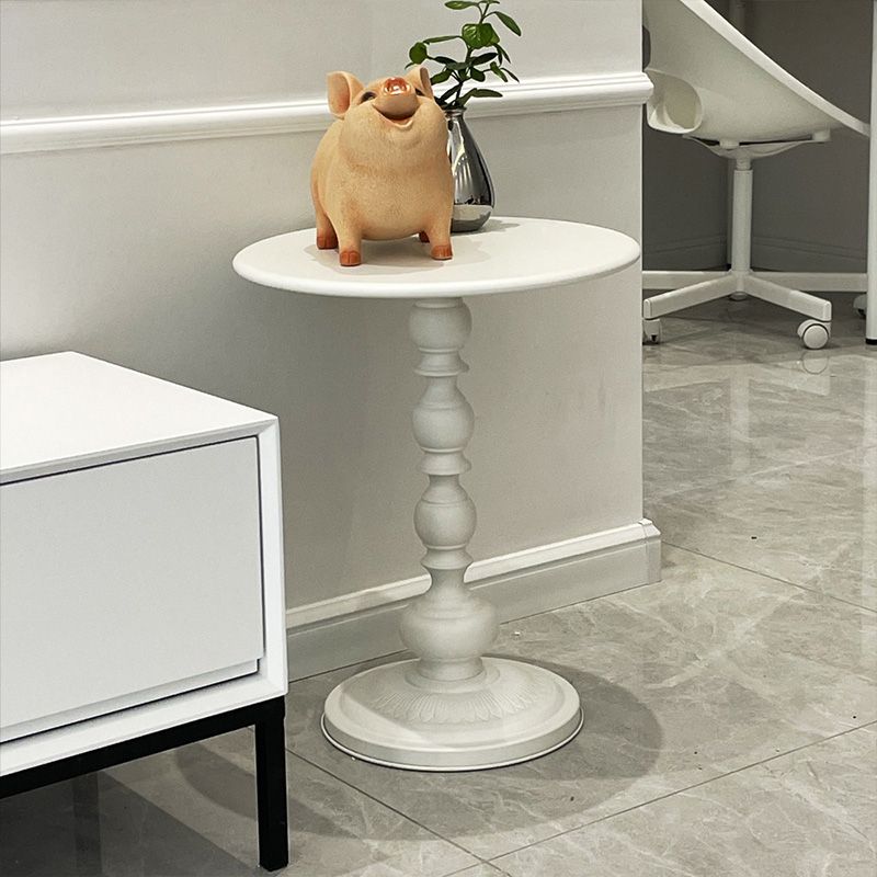 Side Table Metal Pedestal Table Round Mid-Century Living Room