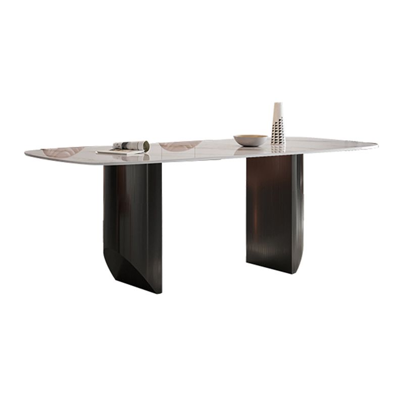 Luxury Double Pedestal Dining Table Sintered Stone Dining Room Desk Clearhalo 'Dining Tables & Seating' 'Dining Tables' 'dining_table' 'furn' 'furn_dining_table' 'Furniture' 'Kitchen & Dining Furniture' 1200x1200_2244a552-3c82-40ba-96aa-94b1474fa735