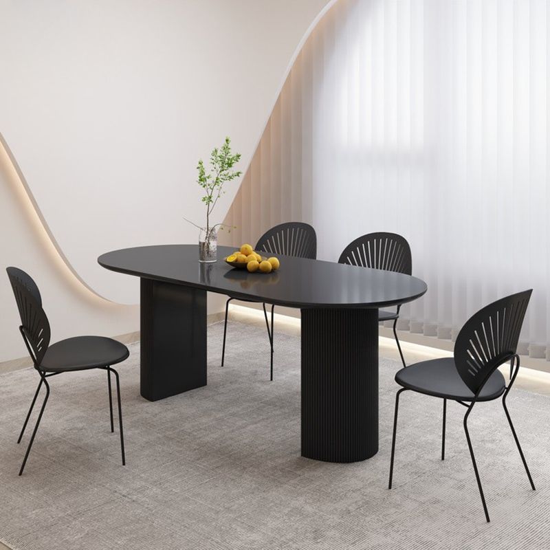 Stone Top Dining Table Contemporary Oval Table with Sled Base Clearhalo 'Dining Tables & Seating' 'Dining Tables' 'dining_table' 'furn' 'furn_dining_table' 'Furniture' 'Kitchen & Dining Furniture' 1200x1200_2244bf03-28e2-4fe0-b508-69c72f197509