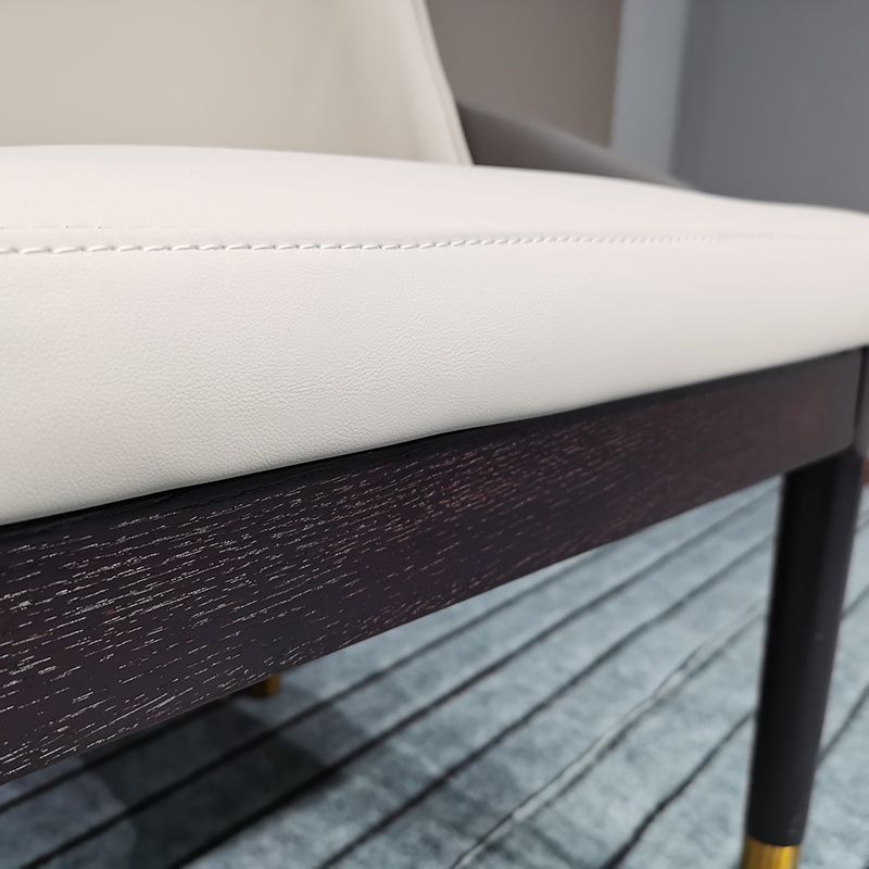 Sillas de comedor de cocina glamorosa sillas laterales tapizadas con pierna de madera