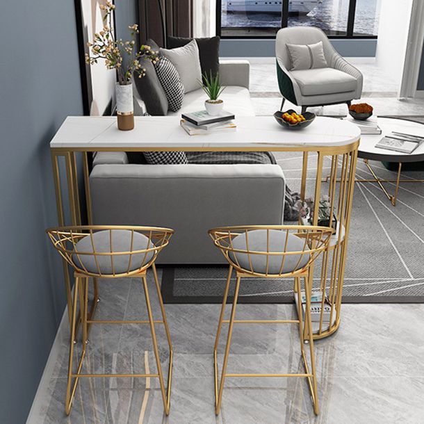Contemporary Bar Table 42-inch Height Stone Top and Iron Base Bistro Table Clearhalo 'Bar Furniture' 'Bar Tables' 'bar_tables' 'furn' 'furn_bar_tables' 'Furniture' 'furniture_bar_tables' 'Kitchen & Dining Furniture' 1200x1200_2247959c-6aca-4d22-8346-cf00afa26c79