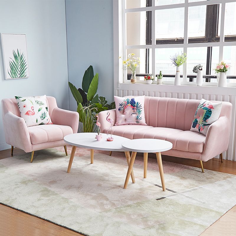 Modern Tight Back Couch Standard Velvet Tuxedo Arm Sofa in Green/Teal/Pink Clearhalo 'furn' 'furn_sofas' 'Furniture' 'furniture_sofas' 'kitchen' 'kitchen_sofas' 'Living Room Furniture' 'Sofa' 'sofas' 1200x1200_2248afa1-2b0c-4c07-b819-06bb0bf39e6b