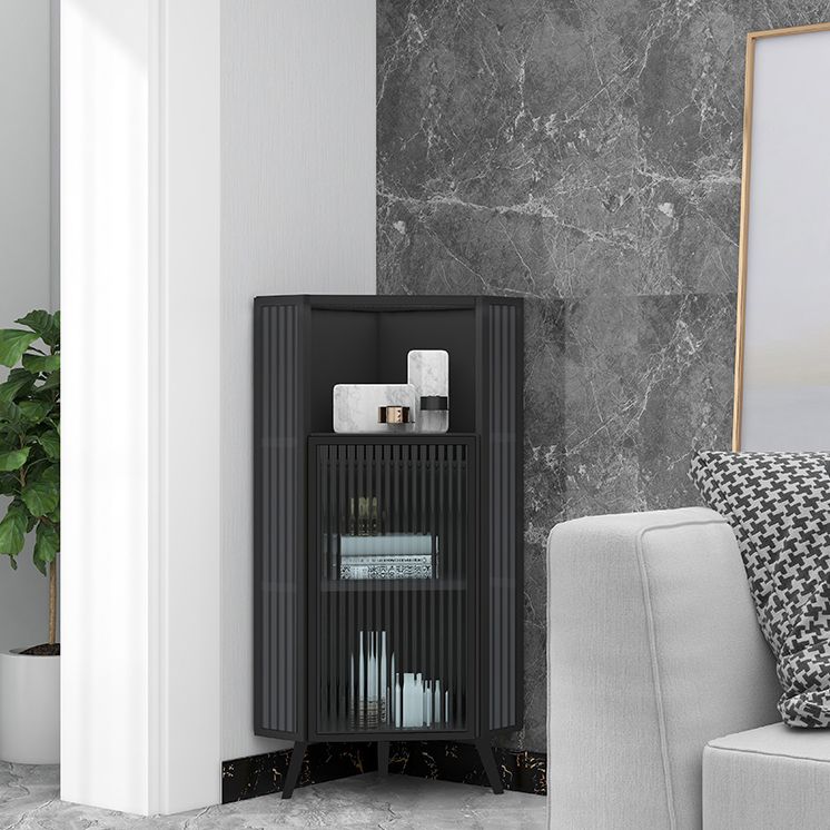 Living Room Glam Style Kitchen Buffet Server Glass Door Metal Frame Dining Server Clearhalo 'buffet_sideboard' 'Buffets & Sideboards' 'furn' 'furn_buffet_sideboard' 'Furniture' 'furniture_buffet_sideboard' 'Kitchen & Dining Furniture' 1200x1200_2248ffcb-949a-4775-acb7-58d5694de5ea