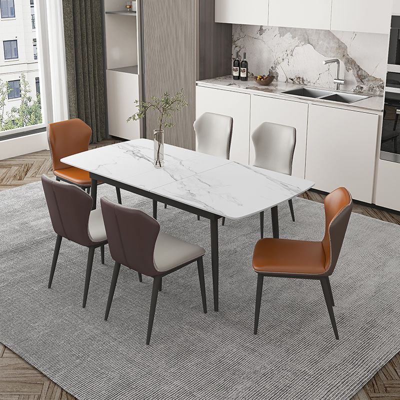 Modern Rectangle Stone Dining Table Set 1/4/5/7 Pieces Dining Set for Home Use Clearhalo 'Dining Room Sets' 'Dining Tables & Seating' 'dining_room_set' 'furn' 'furn_dining_room_set' 'Furniture' 'furniture_dining_room_set' 'Kitchen & Dining Furniture' 1200x1200_22493047-c658-4ef8-8f7b-a7f973f40bff