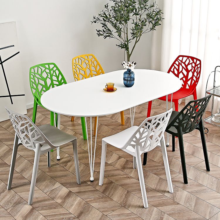 Contemporary Dining Chairs Armless Chair with Plastic Legs for Home