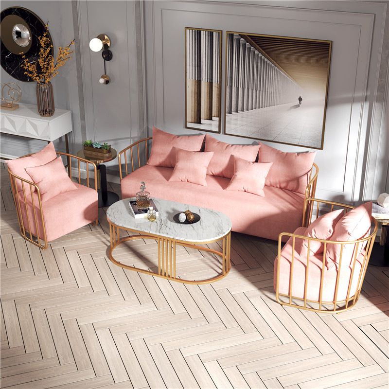 Glam Oval Coffee Table with Marble Top and Iron Frame Base 1 Piece Clearhalo 'Coffee & Accent Tables' 'Coffee Tables' 'coffee_tables' 'furn' 'furn_coffee_tables' 'Furniture' 'Living Room Furniture' 1200x1200_224af1d9-5d30-4845-a3eb-b5300701e71a