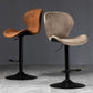 Scandinavian Metal Barstool Low Back Leather Barstools in Matte Finish for Indoor