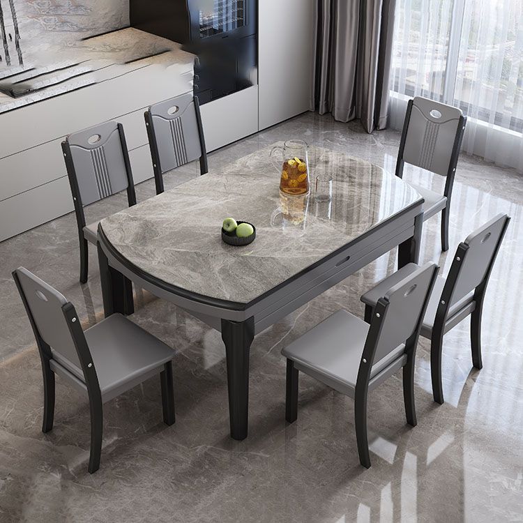 Sintered Stone Top Table 4 Legs Drop-Leaf Dining Table for Kitchen Clearhalo 'Dining Tables & Seating' 'Dining Tables' 'dining_table' 'furn' 'furn_dining_table' 'Furniture' 'Kitchen & Dining Furniture' 1200x1200_224e5bbb-31b5-4887-b0f6-ad1e21f3b62d