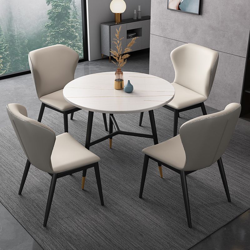 Traditional Luxury Style Dining Table Round Sintered Stone Table with Black Frame Clearhalo ' dining_table' 'Dining Tables & Seating' 'Dining Tables' 'furn' 'furn_dining_table' 'Furniture' 'furniture_dining_table' 'Kitchen & Dining Furniture' 'kitchen&dining_furn' 'kitchen' 'kitchen_dining_table' 1200x1200_224e7b3a-4bcb-464c-9512-e932ef7e4e63